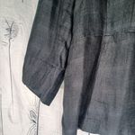 Eileen Fisher  3/4 Sleeve Black Striped Plaid 100% Linen Button-Up Blazer Photo 5