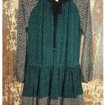 Michael Kors  Two-Tone Floral Print Ruffle Dress Green and Black Size small Photo 2