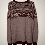 Next Womens Size L Wool Blend Fair Isle Red Cream Knit Sweater Dress Long Sleeve Photo 7