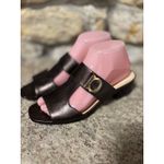 Salvatore Ferragamo  Vintage Bronze T-Strap Buckle Square Heel Flats Sandals 8 Photo 2