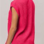 BiBi Patch Pocket Cap Sleeve Vibrant Pink Knit Sleeveless Top Size Medium Photo 1
