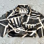 ZARA Twist Crop Charcoal/Cream Abstract Tropical Print Resort Wear Top Sz XS🧡 Photo 1