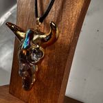 Free People Gold and Iridescent Bull Skull Pendant Necklace Photo 9
