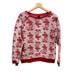 Disney  Mickey Mouse Woman Fleece Sweatshirt Red Long Sleeve Crew Neck Small Photo 2