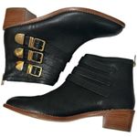 Loeffler Randall  Fenton Black Leather Bootie Gold Hardware Size 9.5 Photo 1