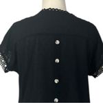 Dokotoo Top Black Chiffon Lace Crochet Button Back Crew Neck Women’s Size XL Photo 8