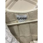 Ganni  Rope Knit Checkerboard Smiley Beige Cardigan Large Collared Preppy Italy Photo 5