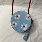 Anthropologie  Shibori Round Blue Dyed Leather Boho Crossbody Bag purse Photo 7