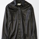 American Eagle  Oversized Vegan Leather Black Shacket Photo 0