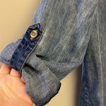 Side Stitch Dark Wash Long Sleeve Lyocell Botton Down Shirt Photo 8