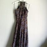 Dex Blue Brown Floral Strappy Wrap Maxi Dress S White Photo 2