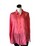NWT Nicole Nicole Miller New York 100% Linen Shirt European Growth Flax Orange Size L Photo 3