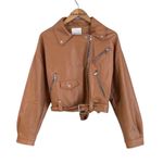 Avec Les Filles Biscotti Vegan Leather Moto Jacket Belted Crop Photo 2