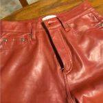 Pistola  Red High Crop Bootcut Faux leather Jeans Size 24 Photo 5