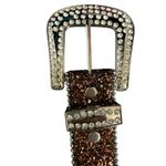 Rodeo Queen Brown Glitter Rhinestone Studded Belt Silver Buckle Y2K Style Photo 2