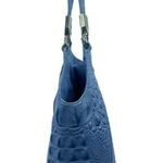 Brahmin Marianna Melbourne Leather Tote Bag Periwinkle Blue Croc Embossed Photo 2