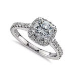 Boutique NEW 2 Ct Pave Halo Round Platinum S925 Diamond Engagement Ring‎ | Sz 7.5 NEW Photo 3