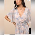 Lulus Subtle Romance Beige Floral Print Ruffled Midi Dress Photo 8