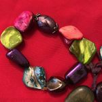 NWT Angela’s Designs 3 stretchy bracelets purple pink green beads & shells Purple Photo 3