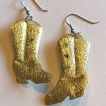 Gold Tone Fabric Cowboy Boot Earrings Silver Photo 0
