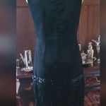 Custom Made Silk Satin Dress w/ Appliqué Accents Black Size M Photo 2