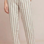 Anthropologie By linen blend striped tapered pant with buckle loop waist 12 Photo 0