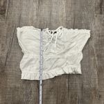 Blue Blush Strapless Crop Top Tassel Tie Front White Women's M Boho Beach Photo 2