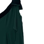 Ralph Lauren Lauren  Women One-Shoulder Velvet Bow Chiffon Green Dress Size 14 Photo 7