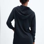 Mango Cotton and linen hooded sweatshirt in navy blue. women’s size large NEW Photo 4