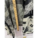 Lucky Brand  Cardigan L Black Beige Aztec Southwest Boho Festival Open Front Cozy Photo 4