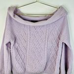 My Michelle MM by Michelle Women’s Lavender Cable Knit Off-Shoulder Sweater Medium Cozy Chic Photo 2