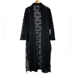 Vintage Womens Lace Duster Cardigan Black Size Large WhimsiGoth Witchy Photo 5