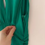 Amanda Uprichard Kimora Mini Dress in Dark Green Size XS Cut Out V-Neck Ruched Photo 5