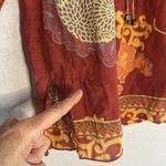 Hale Bob  Cabana Orange Boho Peasant Top Silk Vacation Resortwear Fall Small Photo 6