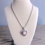 Judith Ripka  Pink Quartz Diamonique Heart Enhancer Pendant Photo 4