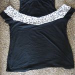 Black Cold Shoulder Top With Cheetah Print Accent Stripe Size M Photo 0