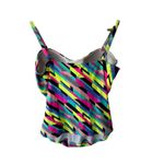 Relleciga  Vibrant Multi Color  Ruched Sides Tankini Top Women's XXL New Photo 4