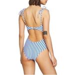 Polo Ralph Lauren Striped Open Back Swim Suit Cut Out Low Back Small Coastal White Photo 1
