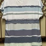 Tru Self  button detail short sleeve abstract striped top Photo 3