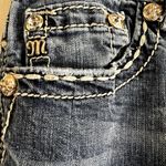 Miss Me  Embellished Boot Stretch Jean Rhinestone Patch Medium Wash Blue 30x33 Photo 3