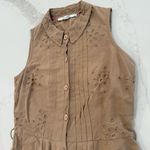 Boden Sleeveless Eyelet Button Front Cottagecore Midi Dress Womens 2R Tan Preppy Size 2 Photo 4