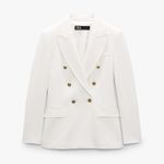 ZARA blazer waisted double breasted white suit jacket Photo 1