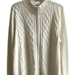 Talbots  Woman‎ 2X Cream Cable Knit Zip Up Mock Neck Cardigan Sweater Photo 0