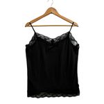 Van Heusen  Black Lace Trim Adjustable Straps Cami Tank Top Layer Large Photo 2