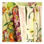 Jennifer Lopez Floral Chiffon Blouse Green High-Low Sheer 3/4 Sleeve Small Photo 8