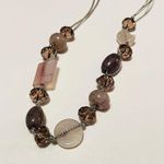 Smokey quartz, peach moonstone beads Necklace on Silver Chain Photo 6