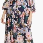 Eliza J NWOT Floral Long Sleeve High-Low Faux Wrap Dress size 8 Photo 0