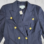 Liz Claiborne 1990s Vintage Navy Military Style Deadstock Double Breasted Wool Blazer Size 6 Photo 3