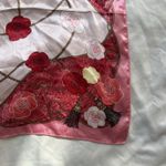 Vintage Style Pink Red Rose Floral Square Scarf Satin Bandana Head Hair Wrap Photo 1