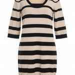 Calvin Klein Vtg Striped Knit Sweater Dress XL Black Beige Photo 0